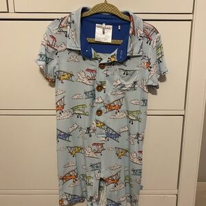 Posh Peanut Airplane Print Romper size 9-12M